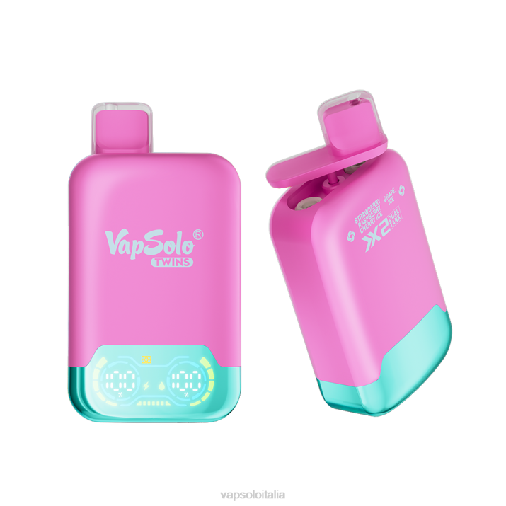 VapSolo TWINS vaporizzatore usa e getta | Vapsolo Puffs T0NV33 ghiaccio alla fragola, lampone, ciliegia e ghiaccio all'uva